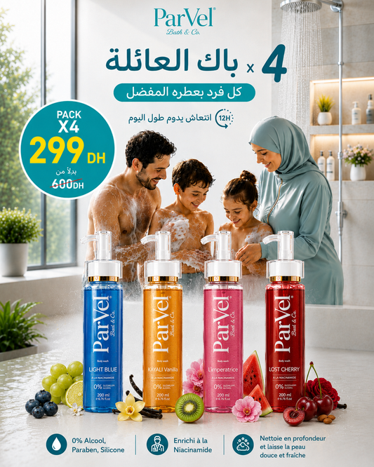 ParVel - Pack de 4 Gels Douches Parfumés